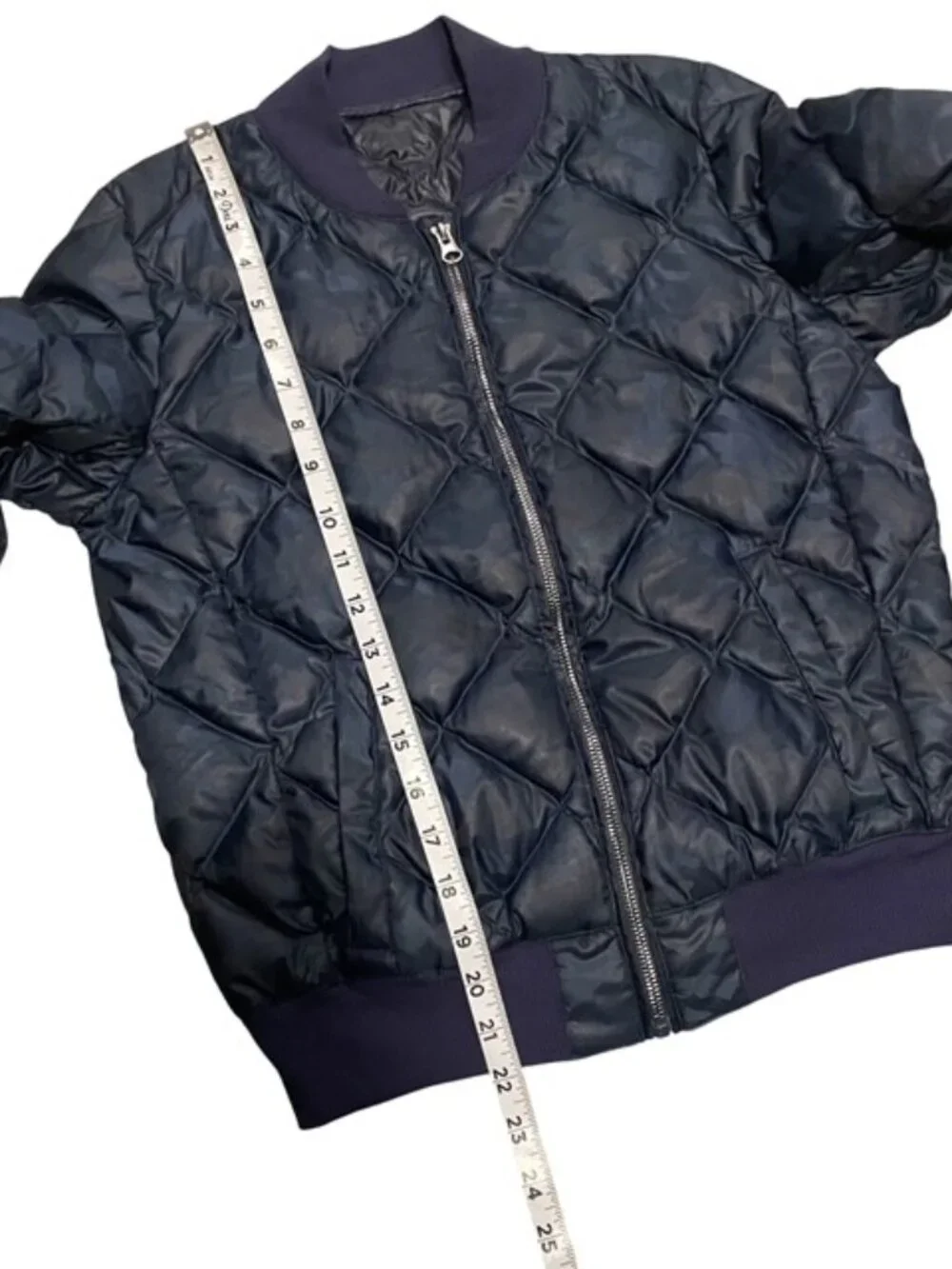 Alo Yoga Idol Quilted Bomber Jacket Down Puffer Navy Blue Camo Size XS